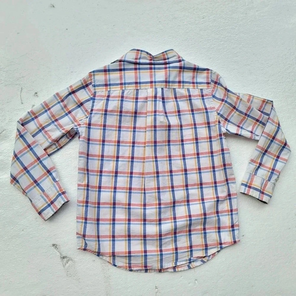 Janie and Jack Boy's Size 4 Shirt Button Down Long Sleeves Plaid Cotton Blue Red - Picture 2 of 9